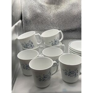 1983 Vintage Corelle Colonial mist Dinnerware Set‎ 30 Plates Bowls Mugs Dishes